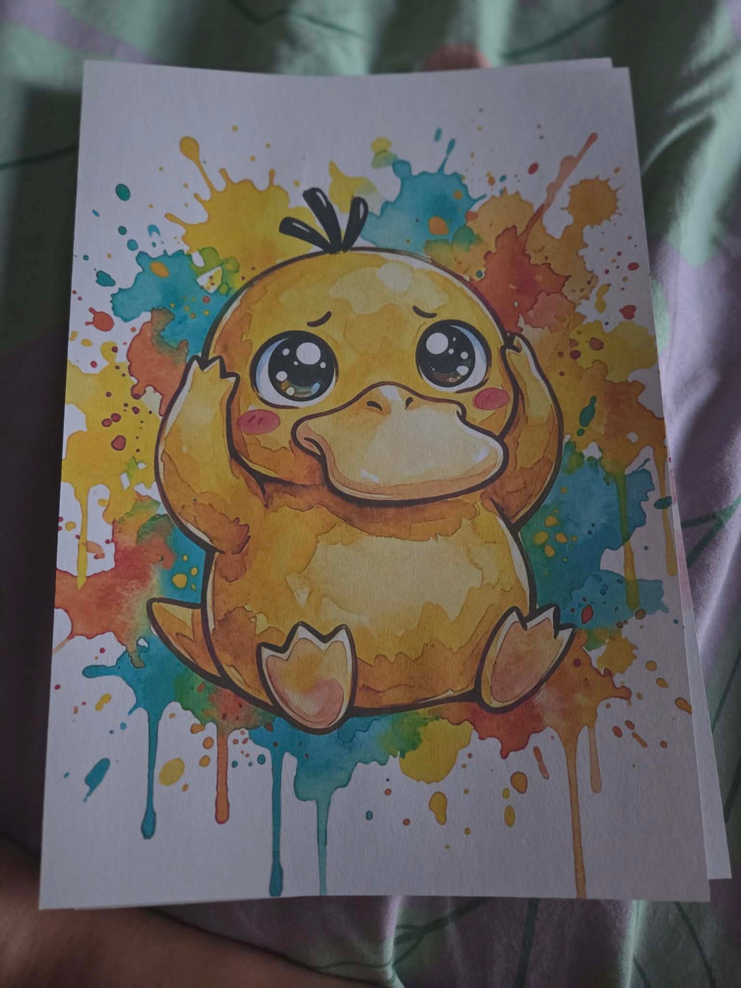 Psyduck-Inspired Watercolour Print