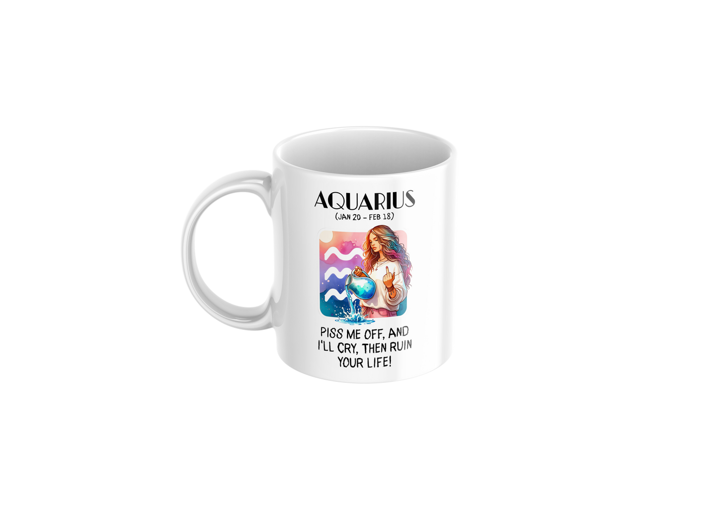 Aquarius Zodiac Personalized Mug – Custom Name Back Print