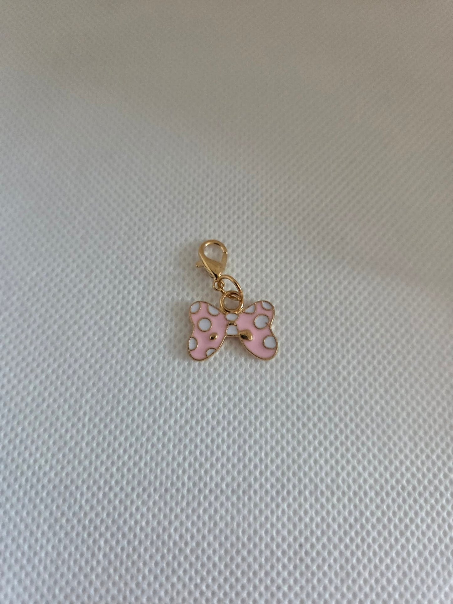 Pink Polka Dot Bow Clip-On Charm