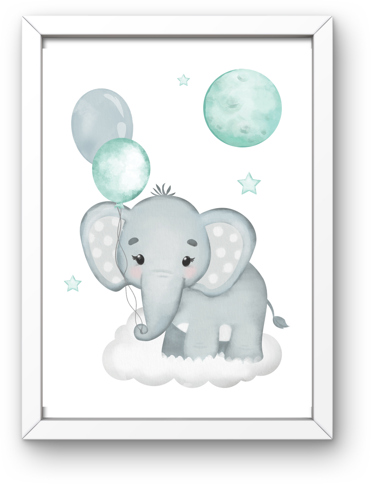 Balloon & Baby Elephant A4 Print
