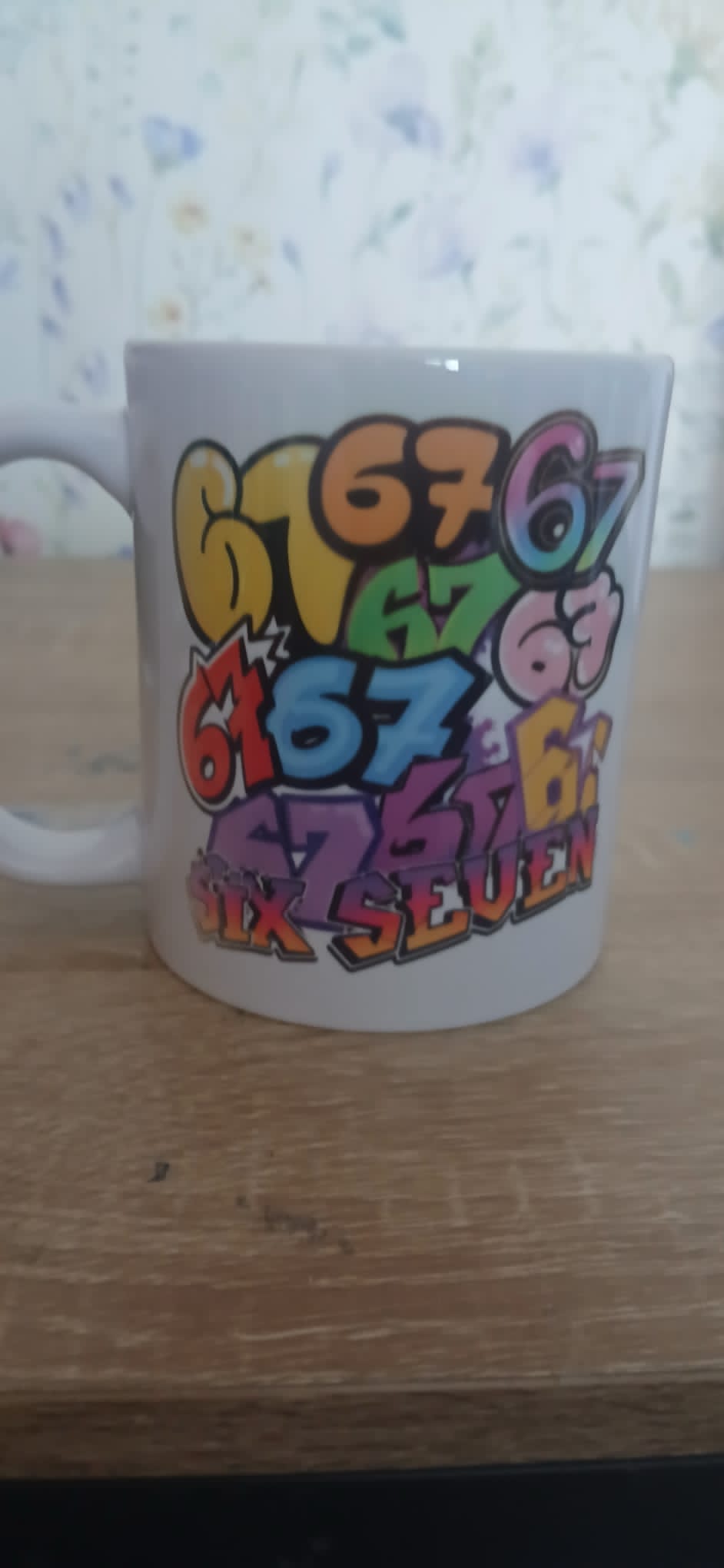 67 Graffiti Mug | Colourful Number 67 Coffee Mug | Novelty Ceramic Mug