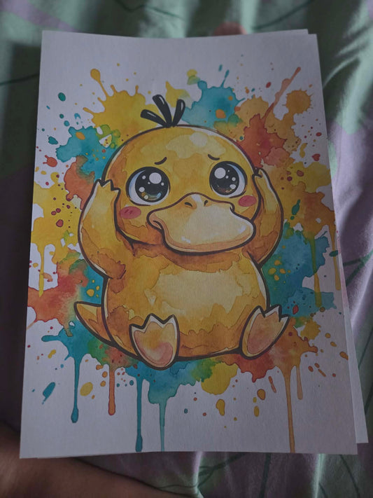Psyduck-Inspired Watercolour Print