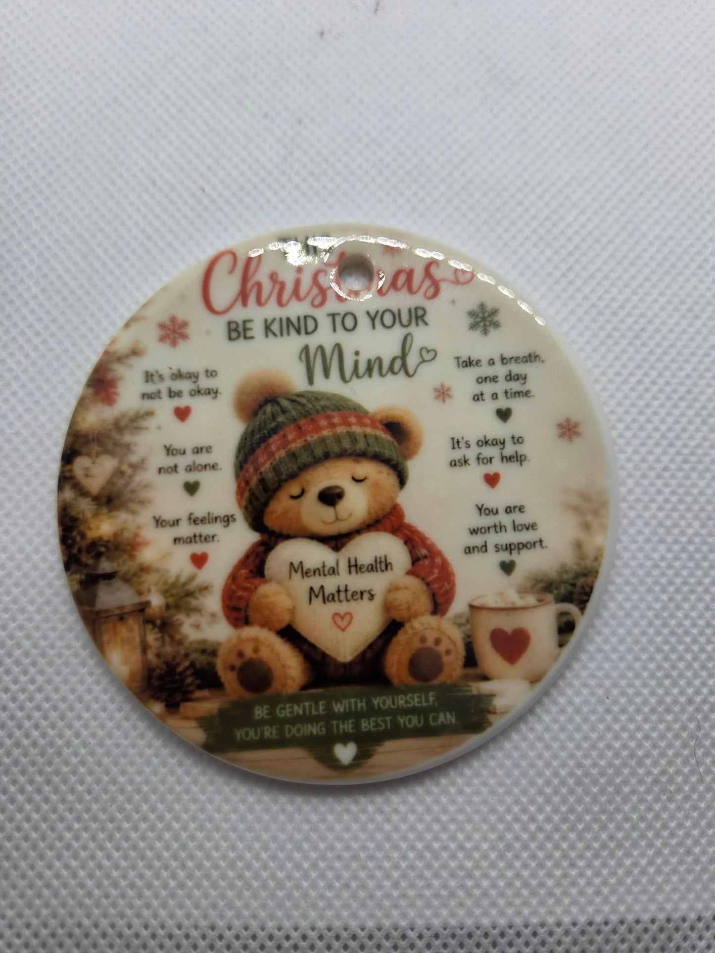 Christmas Be Kind to Your Mind Ceramic Hanging Ornament