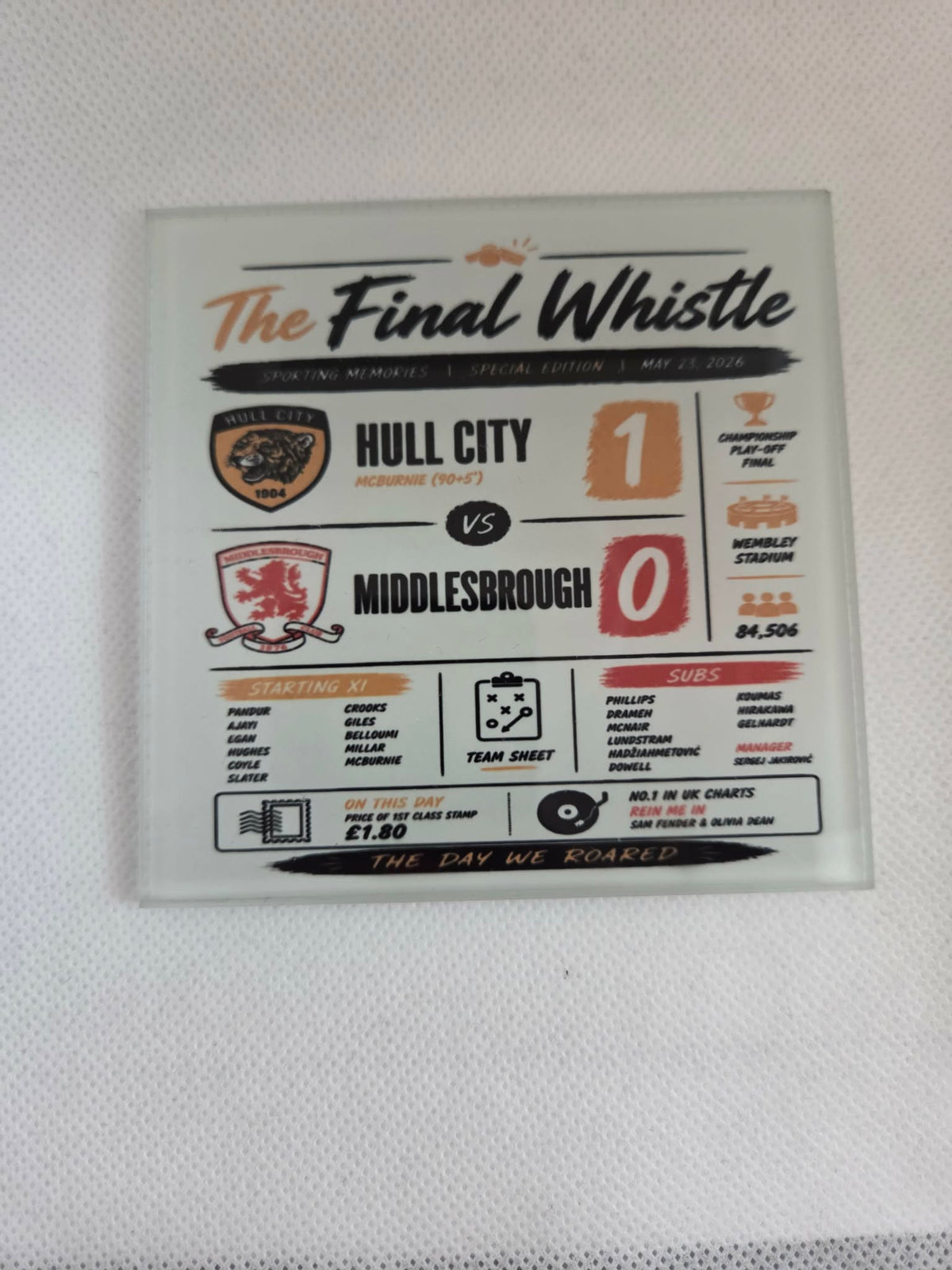 Hull City “The Final Whistle” Coaster 🧡🖤
