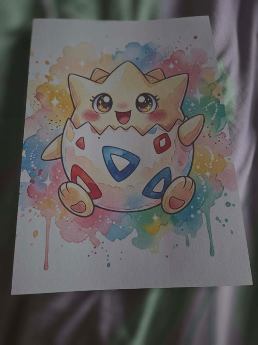 Togepi-Inspired Watercolour Print
