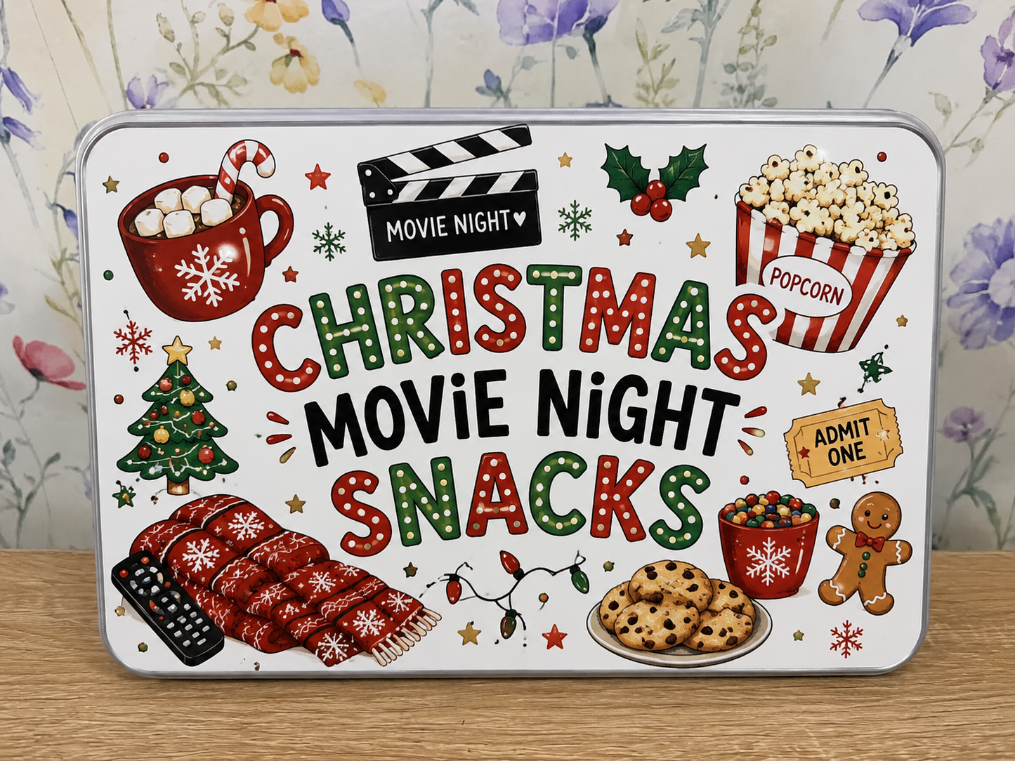 Christmas Movie Night Snack Tin