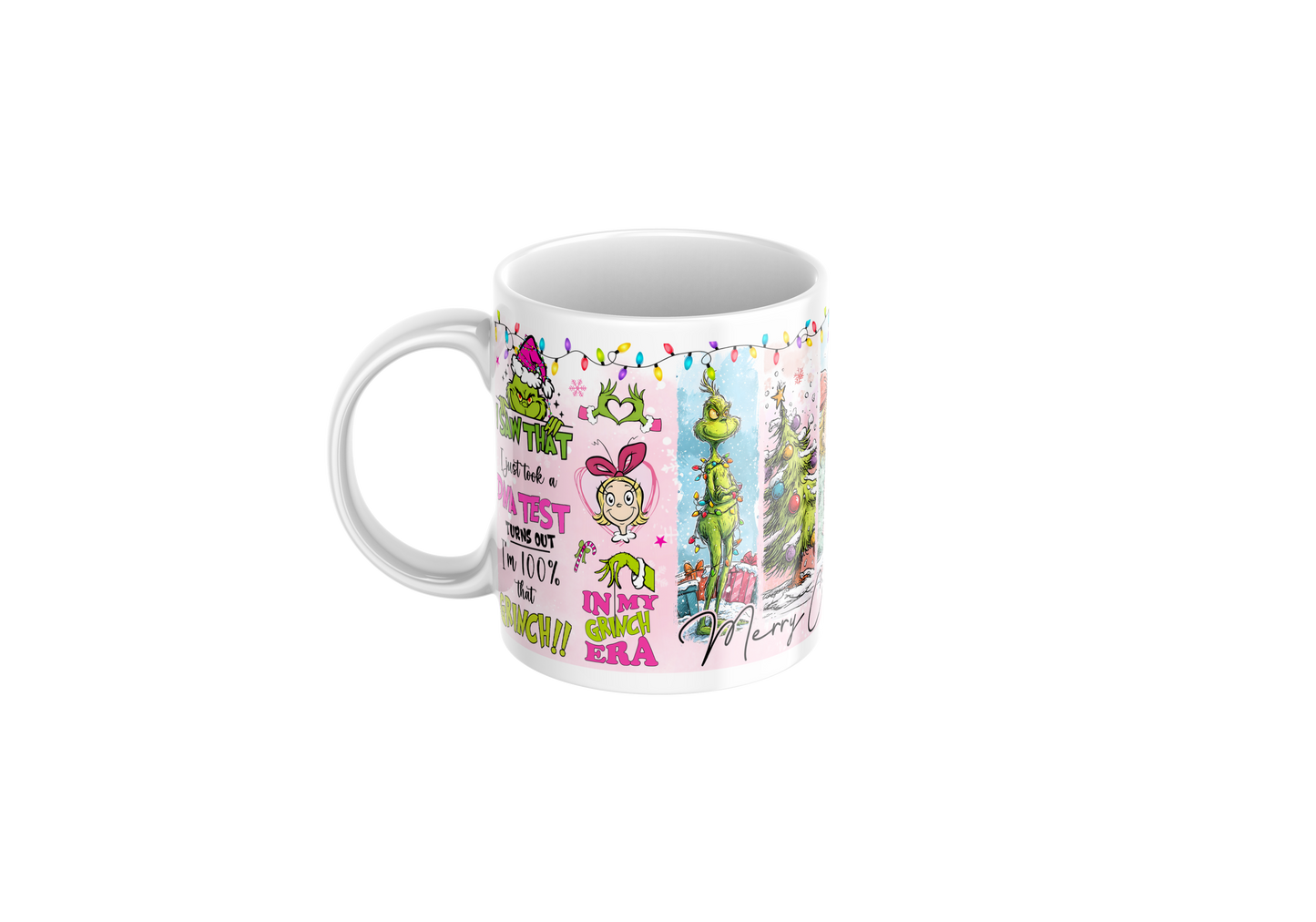 Pink Grinch-Inspired Christmas Mug