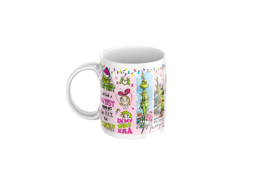 Pink Grinch-Inspired Christmas Mug