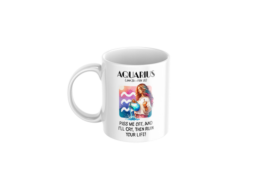Aquarius Zodiac Personalized Mug – Custom Name Back Print