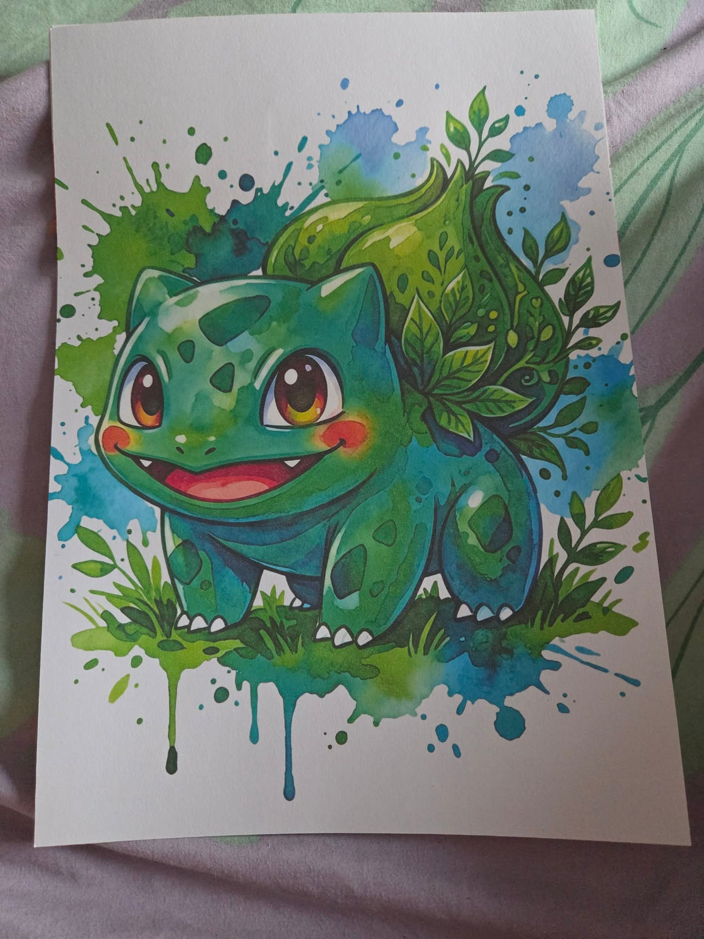 Bulbasaur-Inspired Watercolour Print