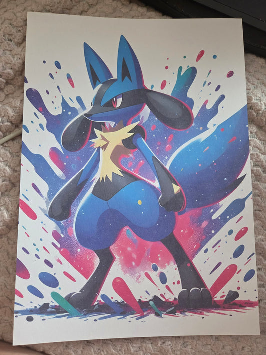 Lucario-Inspired Watercolour Print
