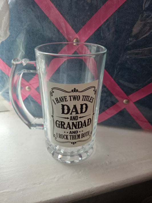 “Dad & Grandad” Glass Tankard – Funny Gift for Him 🍺👨‍👧‍👦